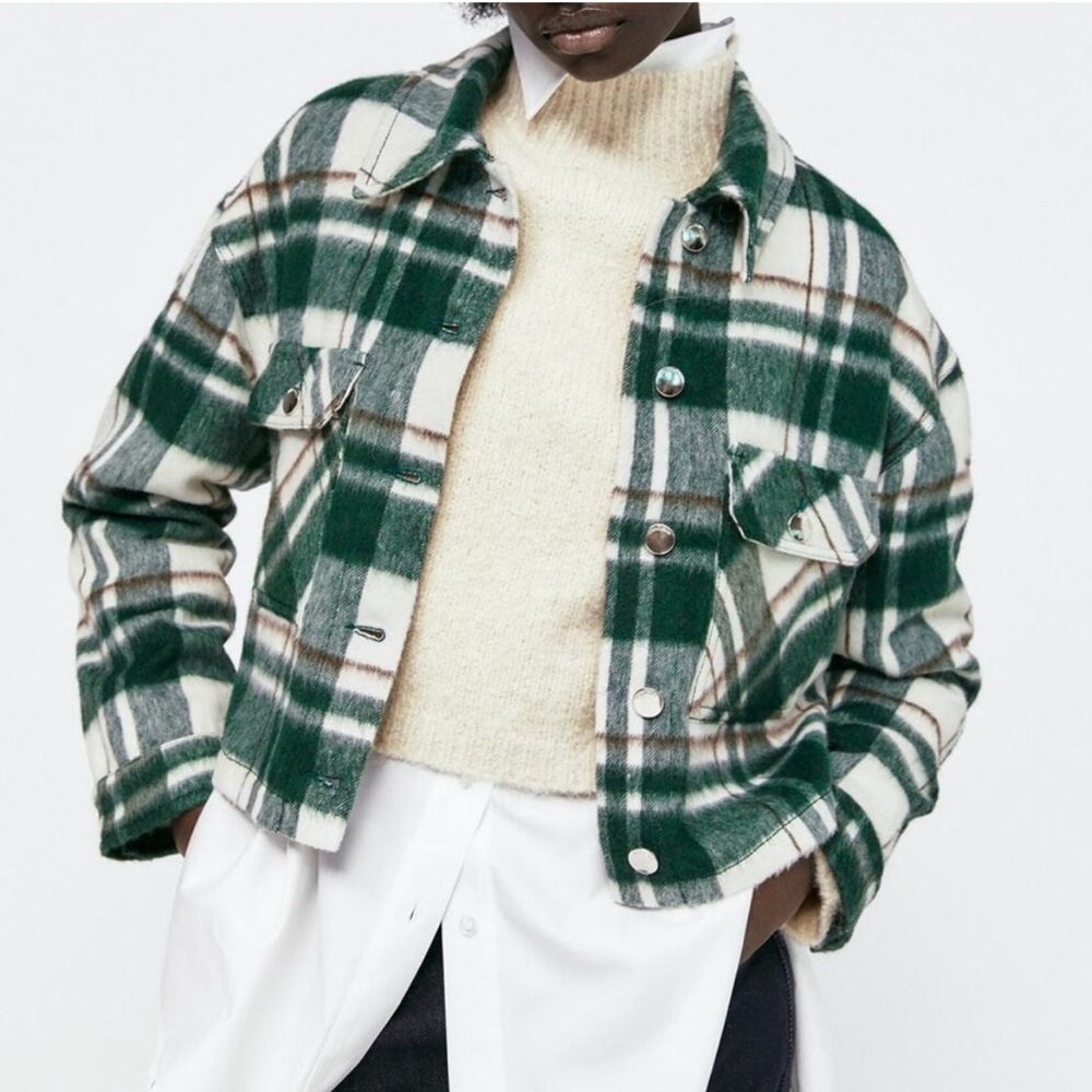 Zara Green Plaid Jacket